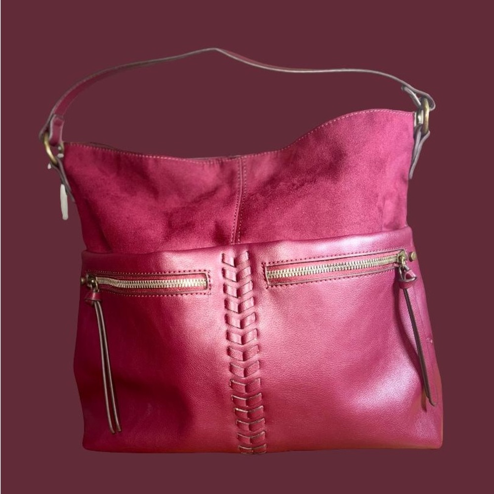 Chic Burgundy Leather Tote Bag
